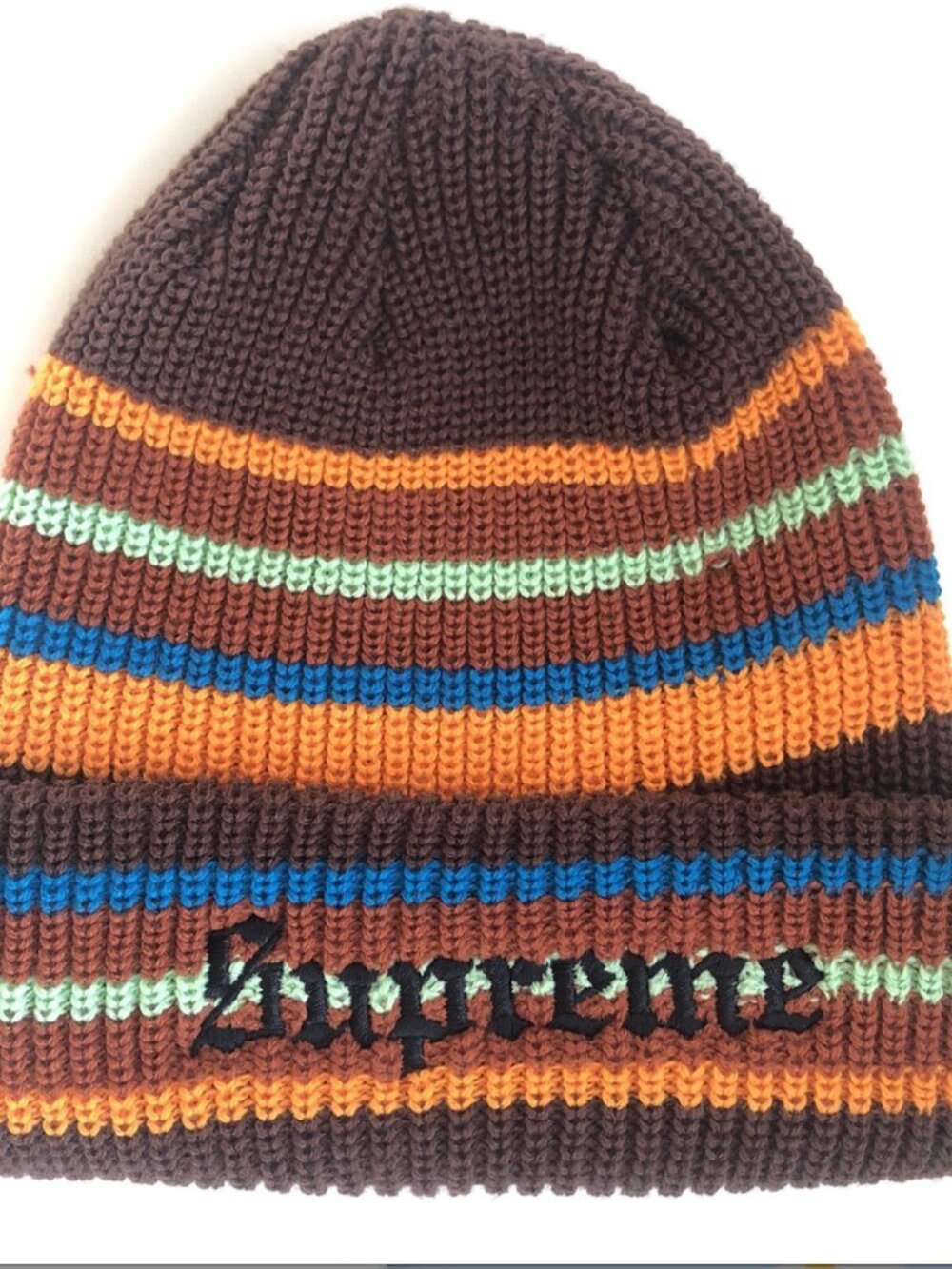 Supreme Bright Stripe Beanie Brown